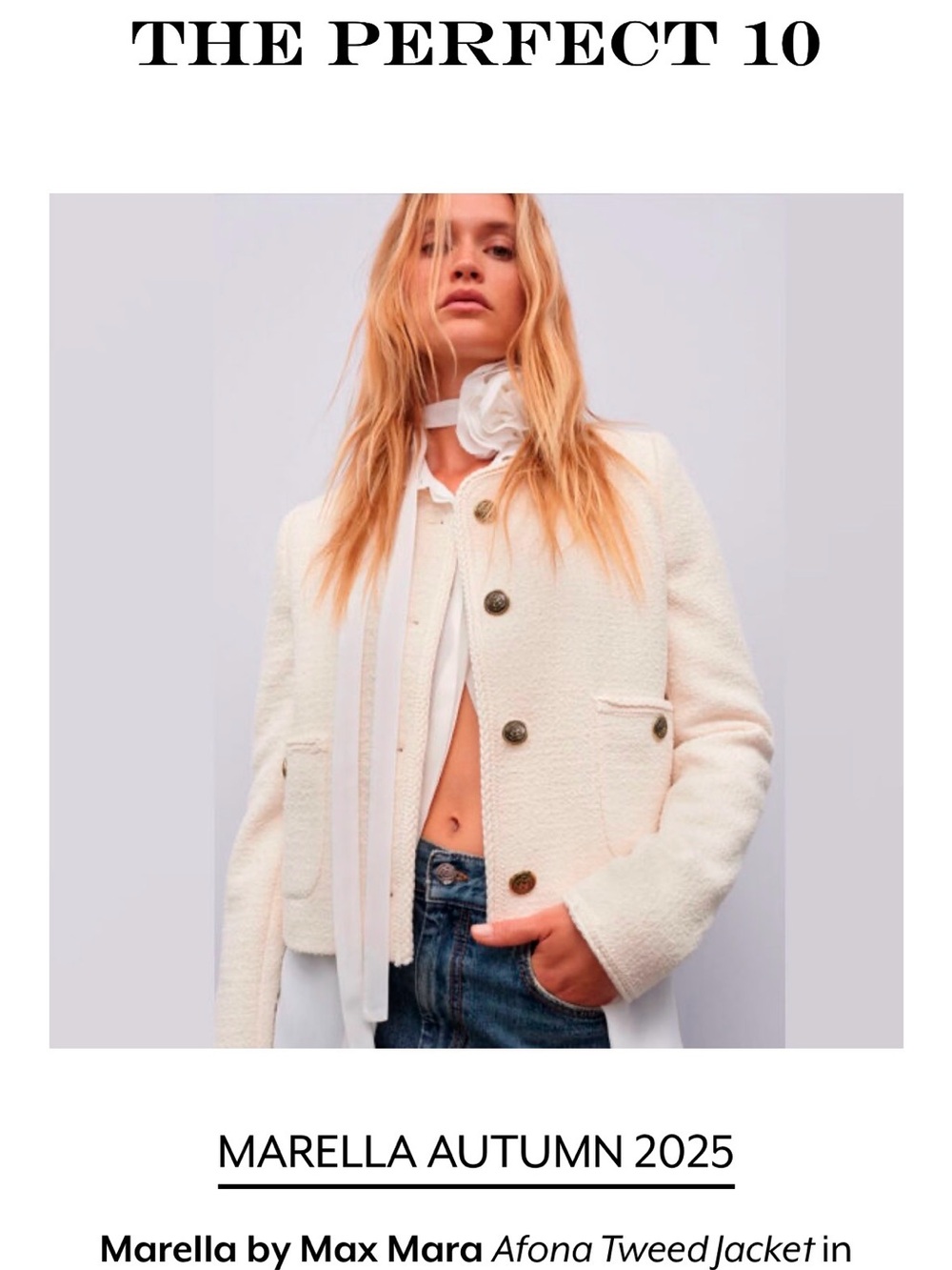 MARELLA Cream Textured Tweed Cropped Jacket